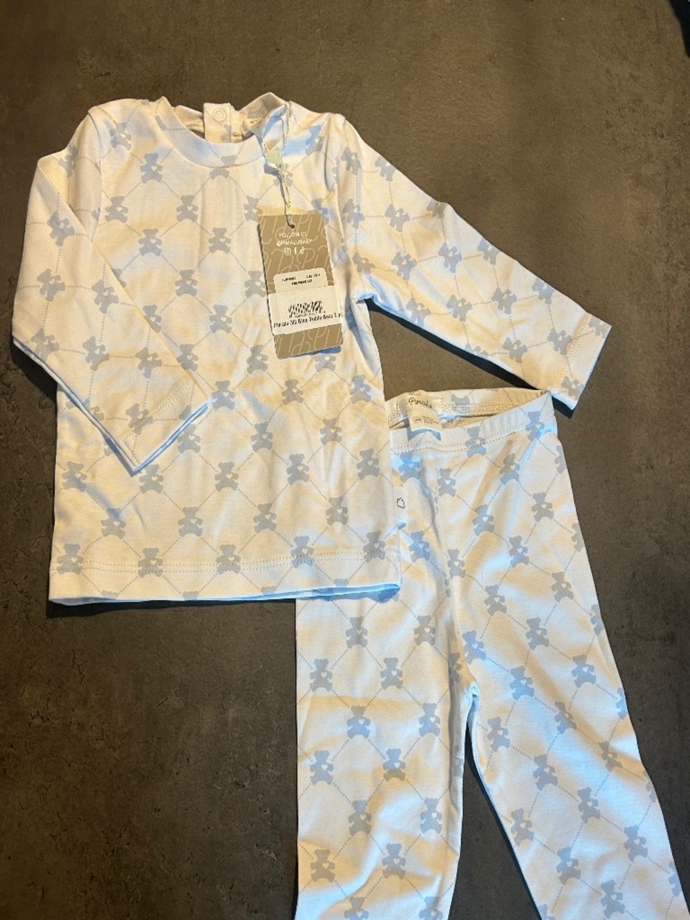 PimaLu Two Piece Set in Teddy Bear Blue